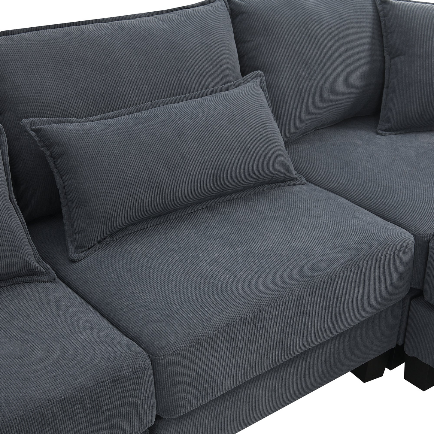 133*65" Corduroy Modular Sectional Sofa,U Shaped Couch with Armrest Bags,6 Seat Freely Combinable Sofa Bed,Comfortable and Spacious Indoor Furniture for Living Room, 2 Colors