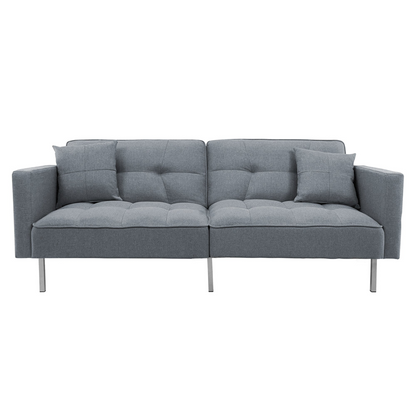Linen Upholstered Modern Convertible Folding Futon Sofa Bed for Compact Living Space, Apartment, Dorm