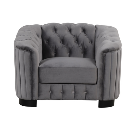 41.5" Velvet Upholstered Accent Sofa,Modern Single Sofa Chair with Thick Removable Seat Cushion,Modern Single Couch for Living Room,Bedroom,or Small Space,Gray