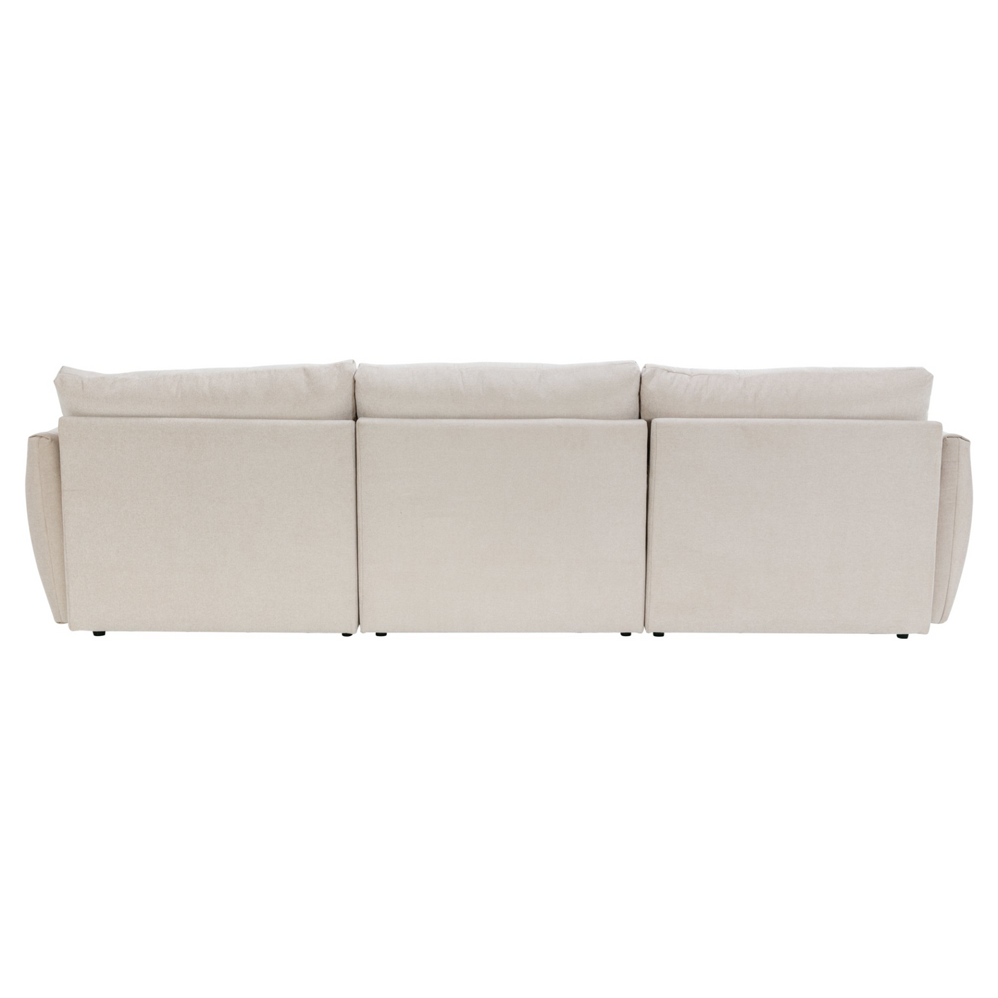 113.3" Convertible Sectional Sofa Couch 3-Seat L-Shaped Sofa with Movable Ottoman and  USB for Apartment, Living Room, Bedroom, Beige