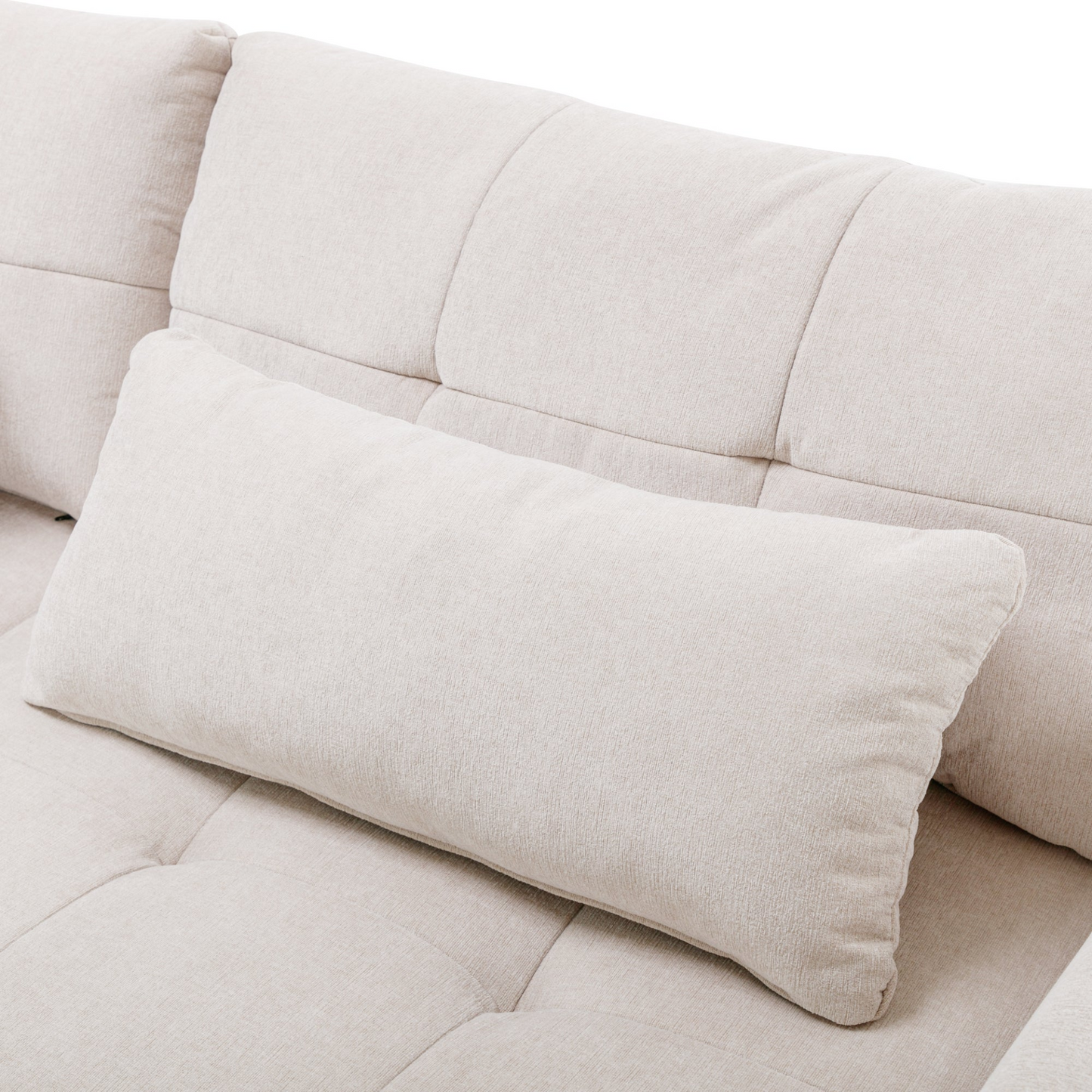 113.3" Convertible Sectional Sofa Couch 3-Seat L-Shaped Sofa with Movable Ottoman and  USB for Apartment, Living Room, Bedroom, Beige