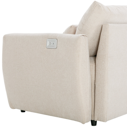 113.3" Convertible Sectional Sofa Couch 3-Seat L-Shaped Sofa with Movable Ottoman and  USB for Apartment, Living Room, Bedroom, Beige