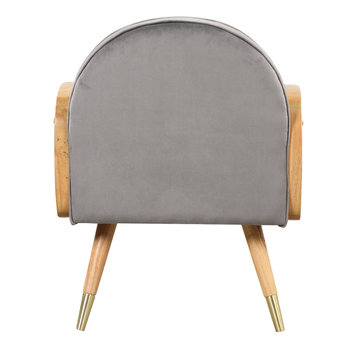 Amchair with Rattan Armrest and Metal Legs Upholstered Mid Century Modern Chairs for Living Room or Reading Room, Grey