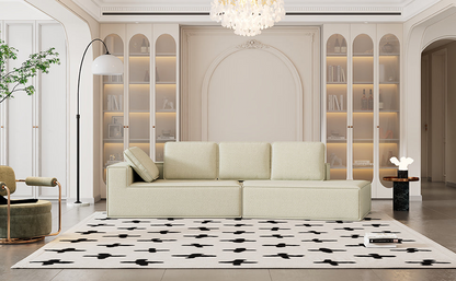 125" Stylish Chaise Lounge Modern Indoor Lounge Sofa Sleeper Sofa with Clean Lines for Living Room, Beige