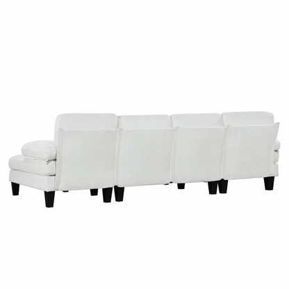 112*56" Granular Velvet Sofa,U-Shaped Couch with Oversized Seat,6-Seat Sofa Bed with Double Chaise,Comfortable and spacious indoor furniture for Living Room,Apartment,2 Colors