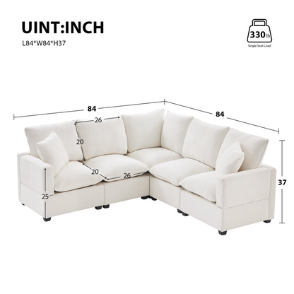 84*84" Modern L Shape Modular Sofa, 5 Seat Chenille Sectional Couch Set with 2 Pillows Included, Freely Combinable Indoor Funiture for Living Room, Apartment, Office, 2 Colors