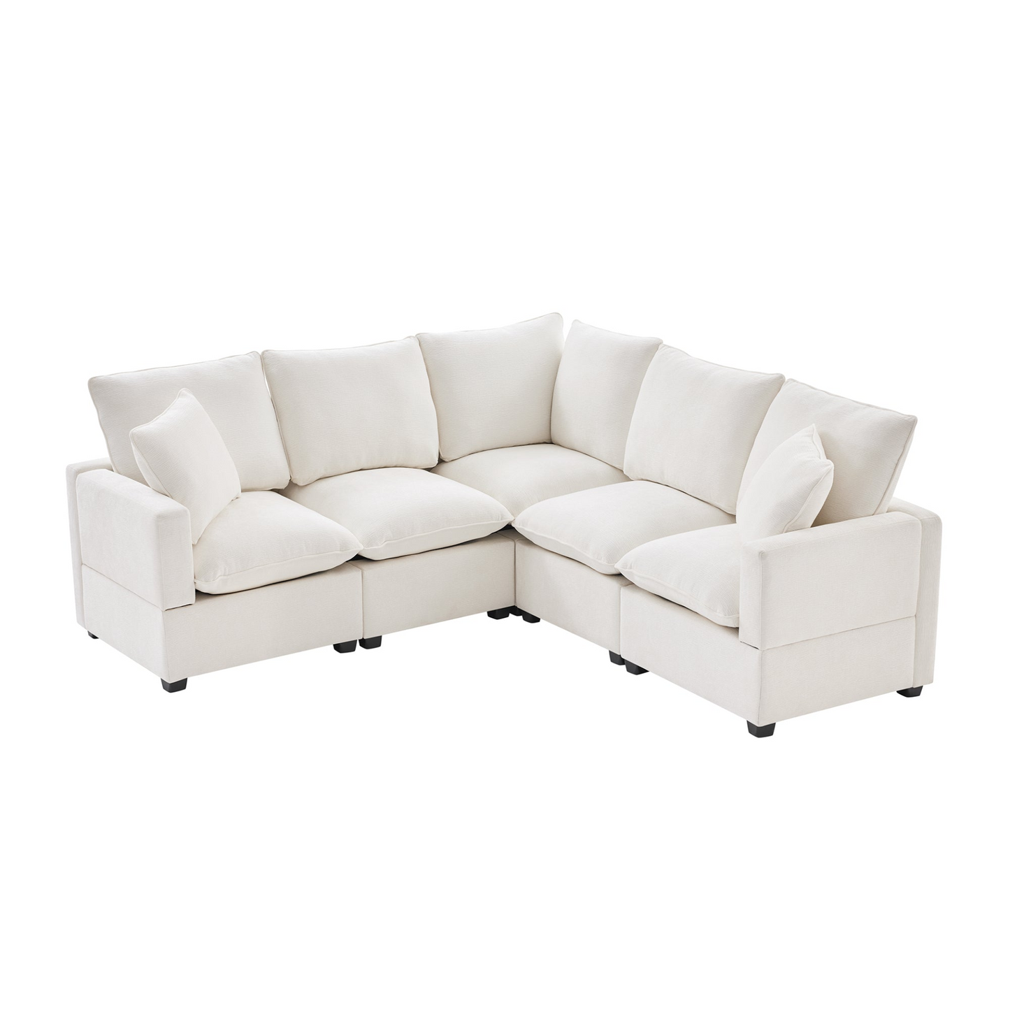 84*84" Modern L Shape Modular Sofa, 5 Seat Chenille Sectional Couch Set with 2 Pillows Included, Freely Combinable Indoor Funiture for Living Room, Apartment, Office, 2 Colors