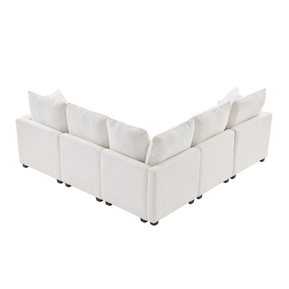 84*84" Modern L Shape Modular Sofa, 5 Seat Chenille Sectional Couch Set with 2 Pillows Included, Freely Combinable Indoor Funiture for Living Room, Apartment, Office, 2 Colors