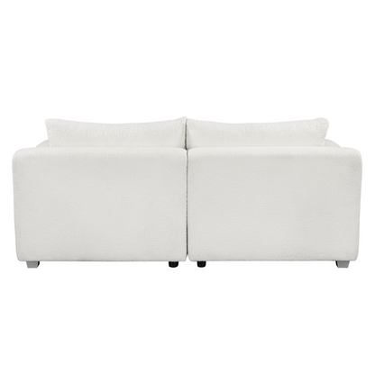 82*36" Modern Loop Yarn Fabric Sofa, One-Piece Seat Frame, Minimalist 2-3 Seat Couch Easy to Install, Loveseats with Extra Wide Domed Arms for Living Room, Bedroom, Apartment, Office(2 Pillows)
