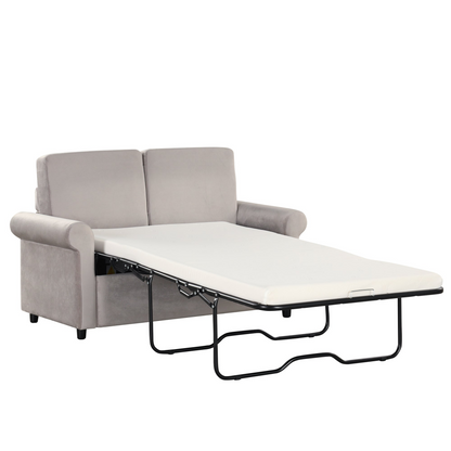 57.4" Pull Out Sofa Bed,Sleeper Sofa Bed with Premium Twin Size Mattress Pad,2-in-1 Pull Out Couch Bed,Loveseat Sleeper for Living Room,Small Apartment, Light Beige