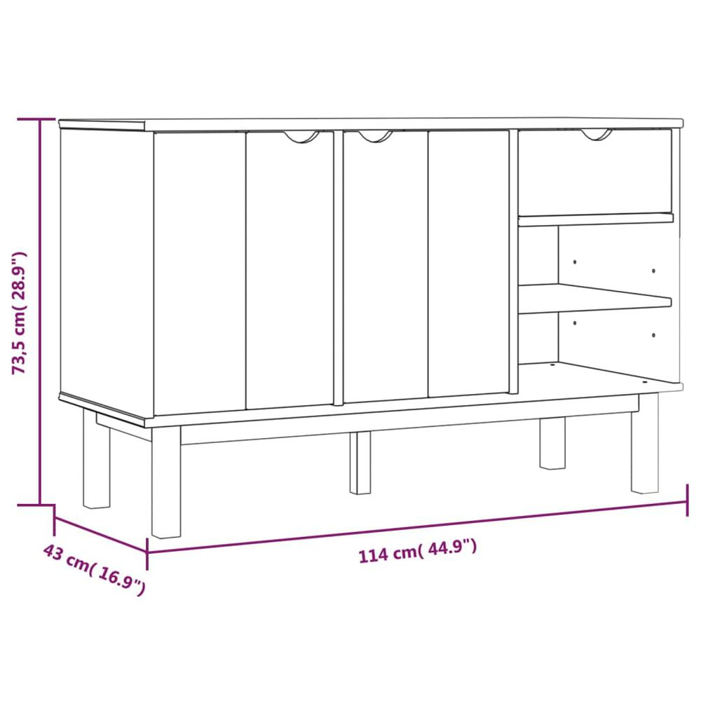 Sideboard OTTA Brown and Gray 44.9"x16.9"x28.9" Solid Wood Pine