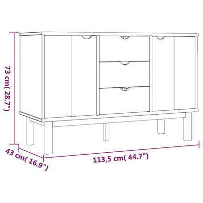 Sideboard OTTA 44.7"x16.9"x28.7" Solid Wood Pine