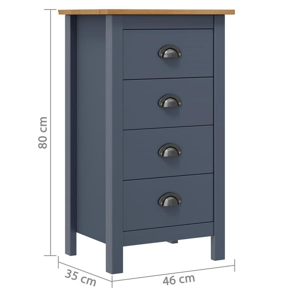 Sideboard Hill Gray 18.1"x13.8"x31.5" Solid Pine Wood