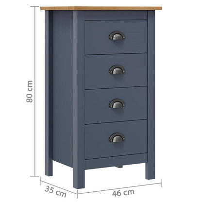 Sideboard Hill Gray 18.1"x13.8"x31.5" Solid Pine Wood