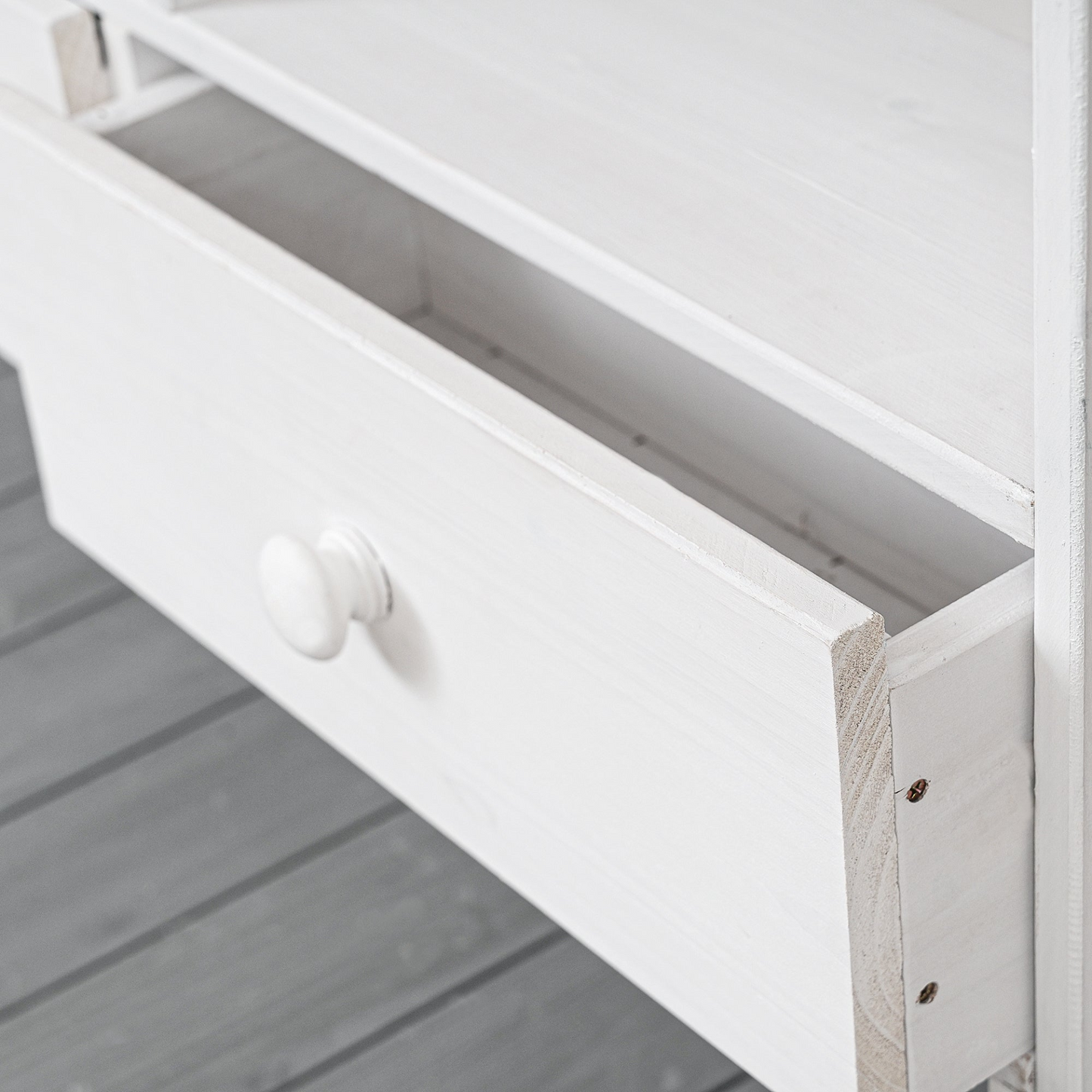 Garden Potting Bench Table, Rustic and Sleek Design with Multiple Drawers and Shelves for Storage, White and Gray