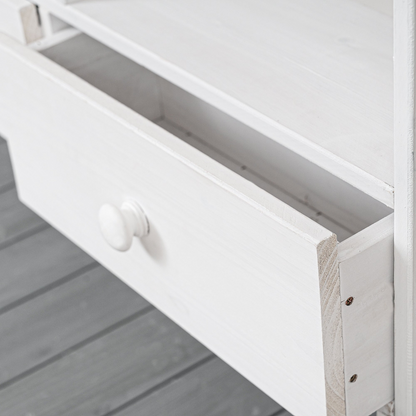 Garden Potting Bench Table, Rustic and Sleek Design with Multiple Drawers and Shelves for Storage, White and Gray