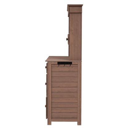 Garden Potting Bench Table, Rustic and Sleek Design with Multiple Drawers and Shelves for Storage, Brown