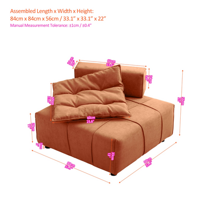 Modular Sectional single sofa,Armless Chair with Removable Back Cushion -33.1"for living room
