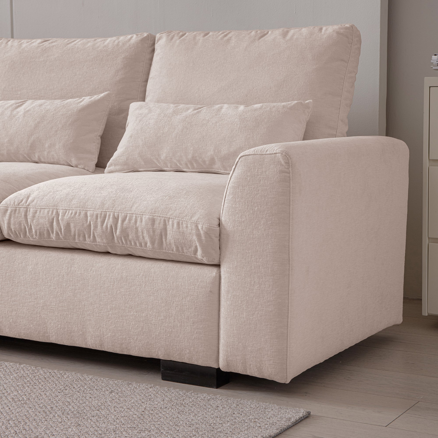 114.5"Modern Modular L Shaped Chenille Sofa Couch Reversible Ottoman With Storage Removable and Washable Cushions Sofa With USB Ports & Cup Holder For Living Room