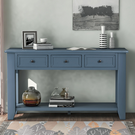 55'' Modern Console Table Sofa Table for Living Room with 3 Drawers and 1 Shelf