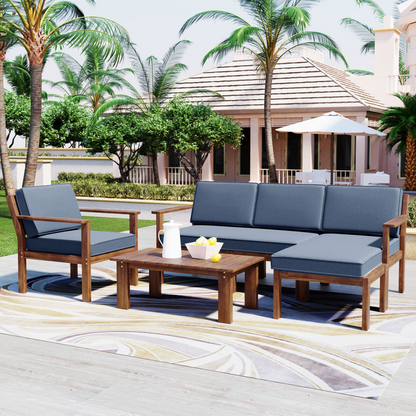 A Multi-person Sofa Set with A Small Table, Suitable for Gardens, Backyards, and Balconies.