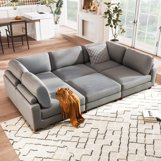 163''Modular Sectional Sofa,with Ottoman L Shaped Corner Sectional for Living Room,,Office,  Apartment (6-Seater)