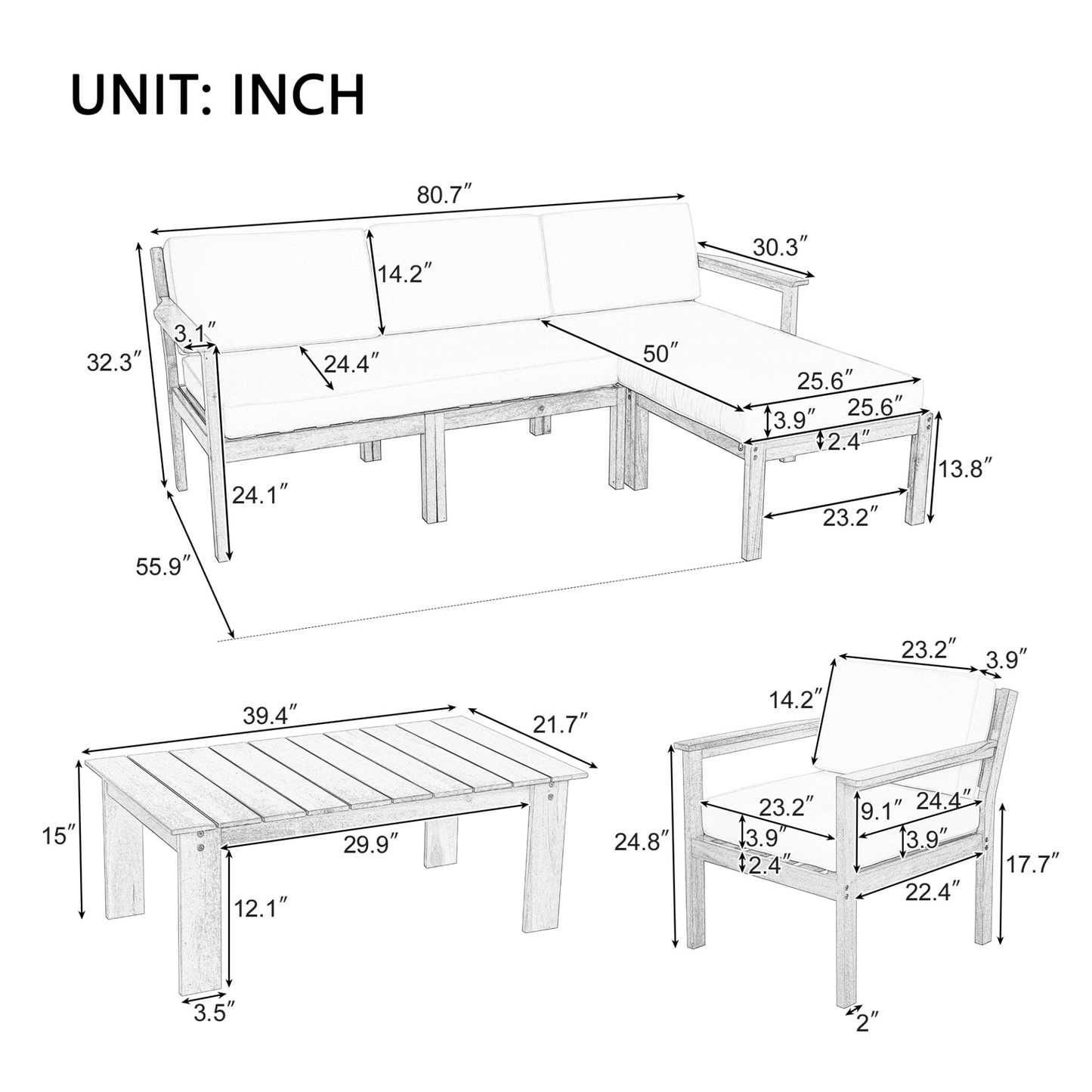 A Multi-person Sofa Set with A Small Table, Suitable for Gardens, Backyards, and Balconies.