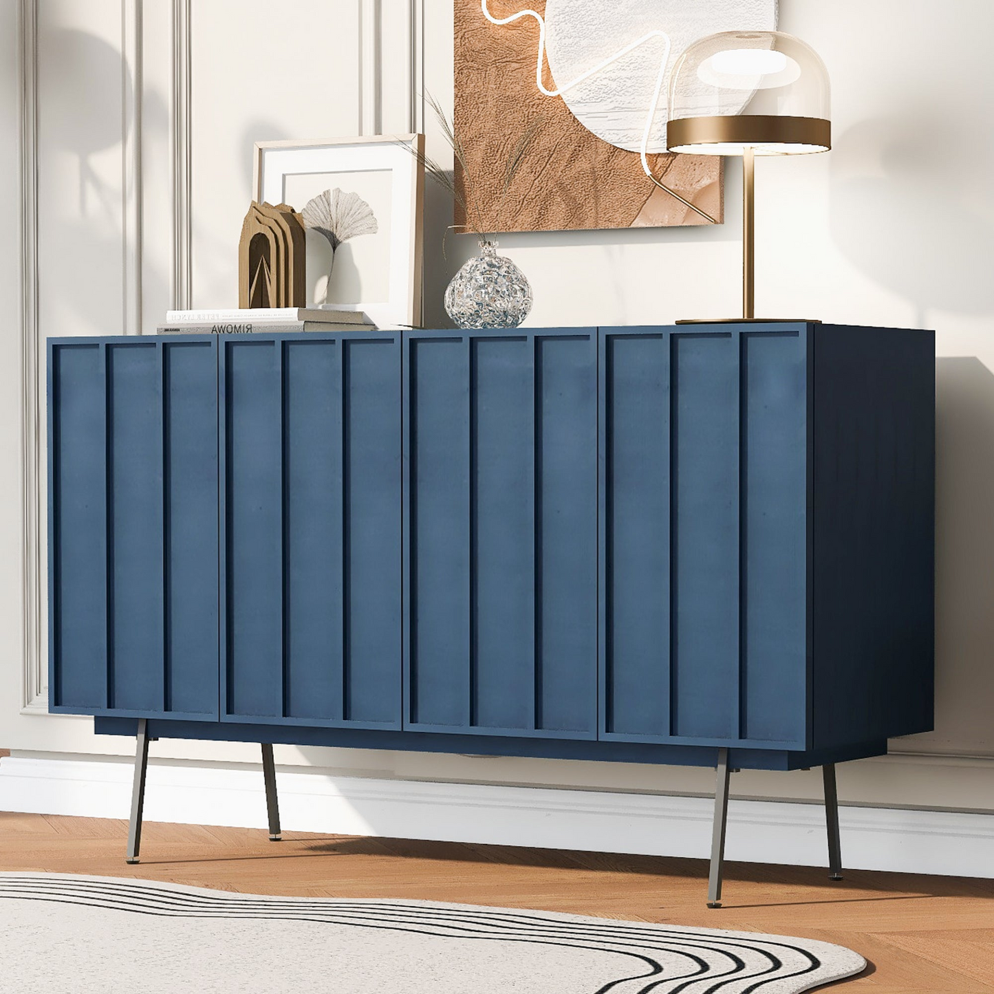 Modern Cabinet with 4 Doors, Suitable for Living Rooms, Entrance and Study Rooms.