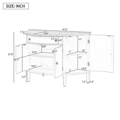 Curved Design Storage Cabinet made of Fraxinus Mandschuric Solid Wood Veneer, Adjustable Shelves, Suitable for Corridors, Entrances and Study.