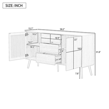 Modern Cabinet with 2 Doors and 3 Drawers, Suitable for Living Rooms, Studies, and Entrances.