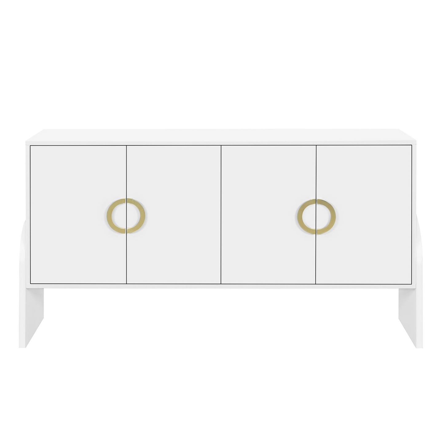 Four-Door Metal Handle Storage Cabinet, Suitable for Study, Living room, Adjustable Shelf