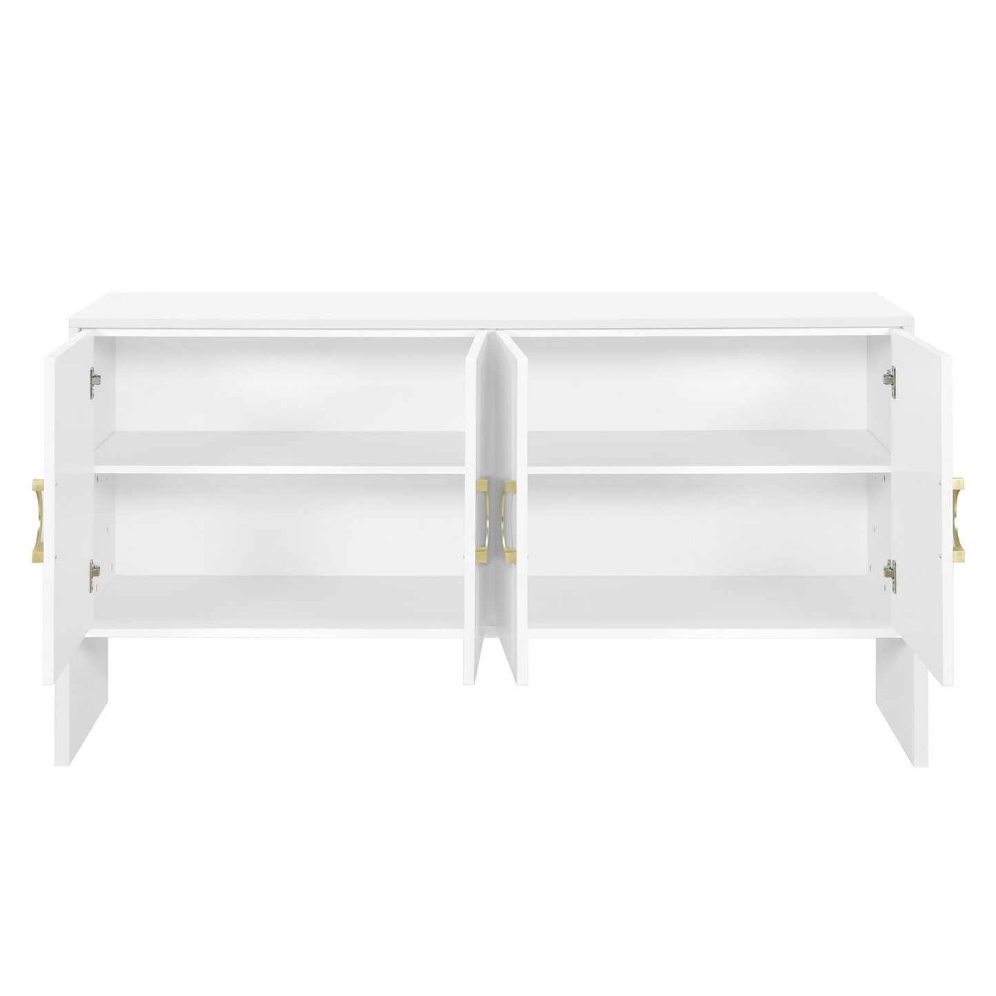 Four-Door Metal Handle Storage Cabinet, Suitable for Study, Living room, Adjustable Shelf