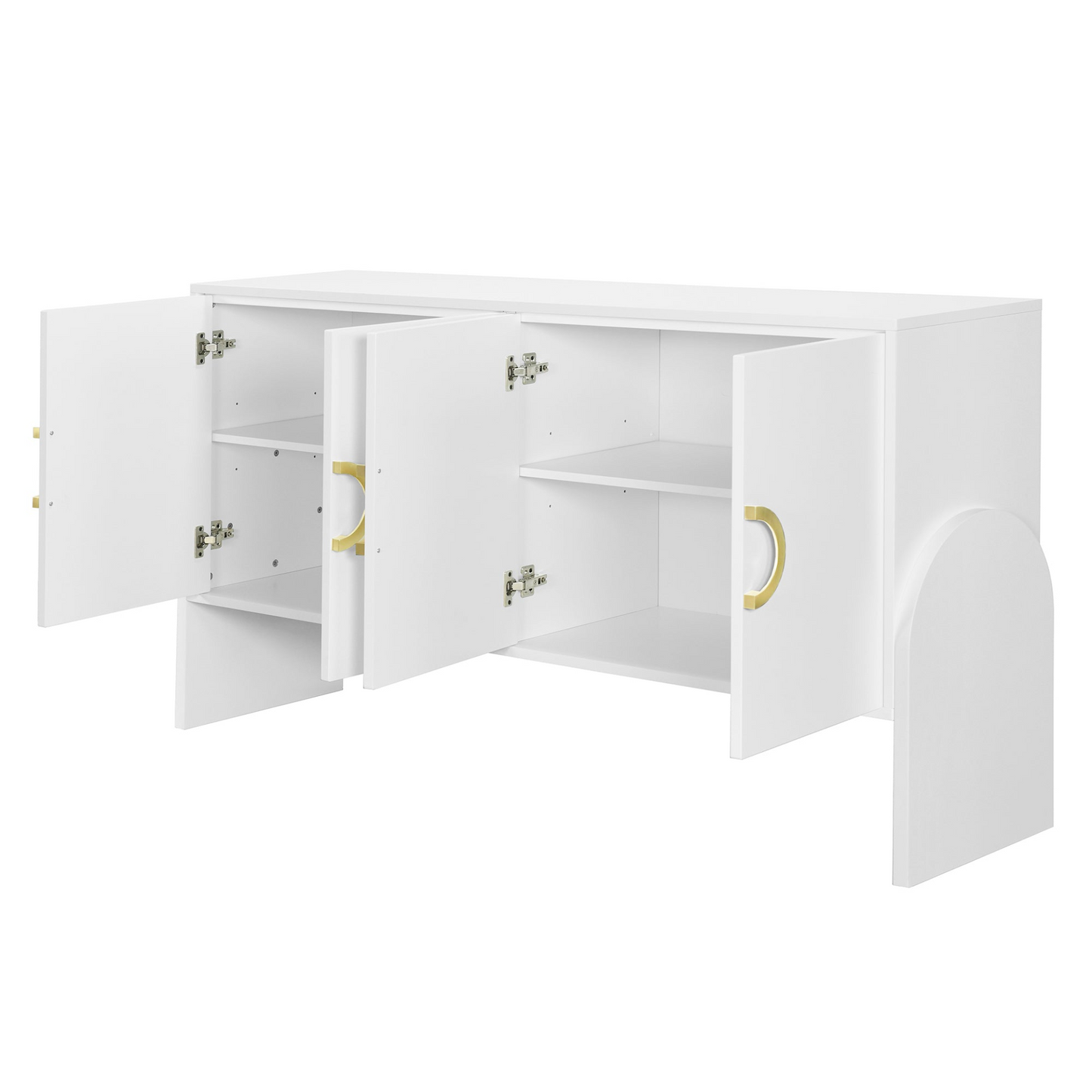 Four-Door Metal Handle Storage Cabinet, Suitable for Study, Living room, Adjustable Shelf