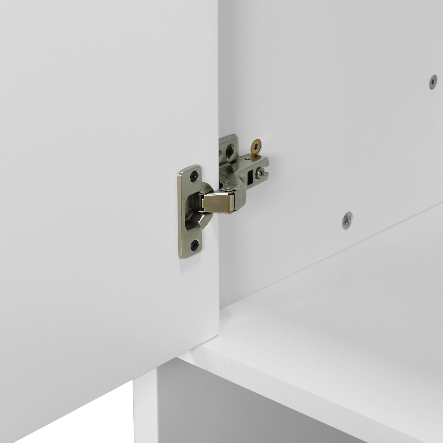 Four-Door Metal Handle Storage Cabinet, Suitable for Study, Living room, Adjustable Shelf