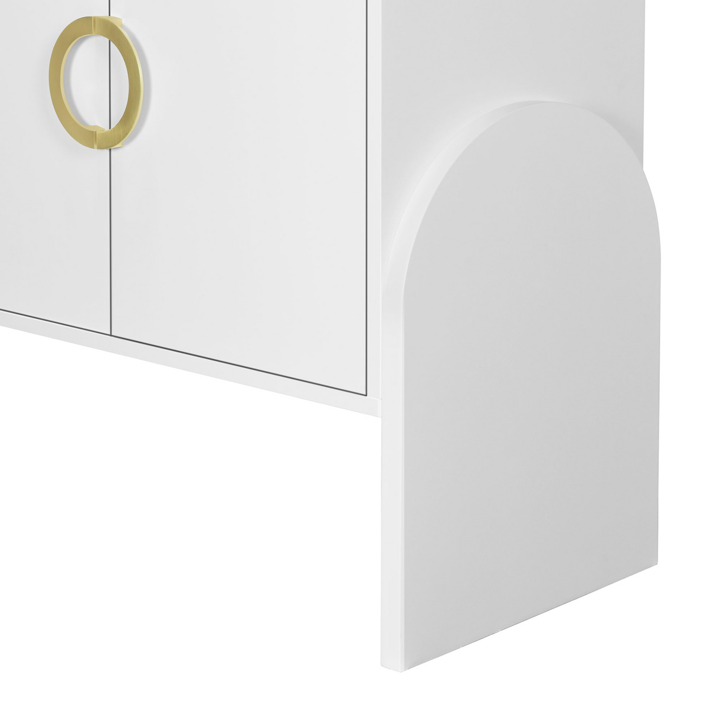 Four-Door Metal Handle Storage Cabinet, Suitable for Study, Living room, Adjustable Shelf