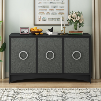 Curved Design Storage Cabinet with Three Doors and Adjustable shelves, Suitable for Corridors, Entrances, Living rooms, and Study