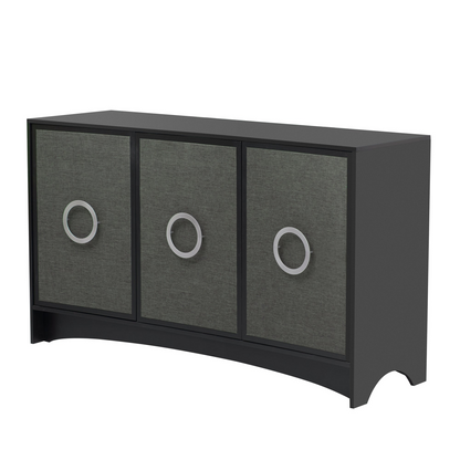 Curved Design Storage Cabinet with Three Doors and Adjustable shelves, Suitable for Corridors, Entrances, Living rooms, and Study