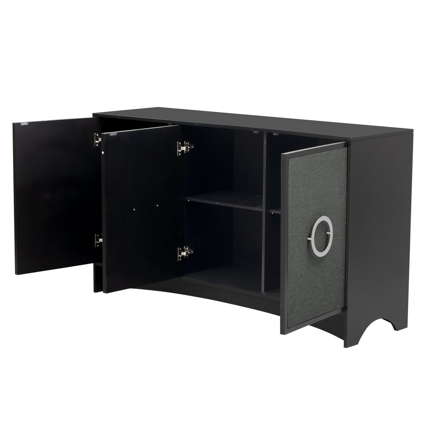 Curved Design Storage Cabinet with Three Doors and Adjustable shelves, Suitable for Corridors, Entrances, Living rooms, and Study