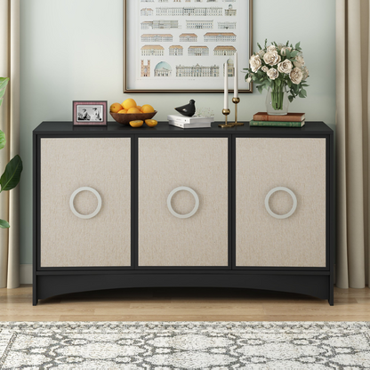 Curved Design Storage Cabinet with Three Doors and Adjustable shelves, Suitable for Corridors, Entrances, Living rooms, and Study