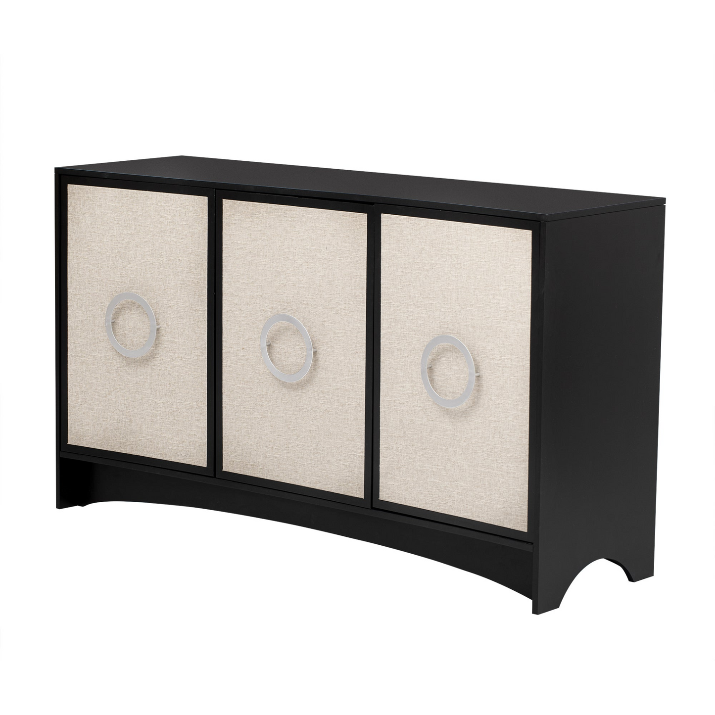 Curved Design Storage Cabinet with Three Doors and Adjustable shelves, Suitable for Corridors, Entrances, Living rooms, and Study