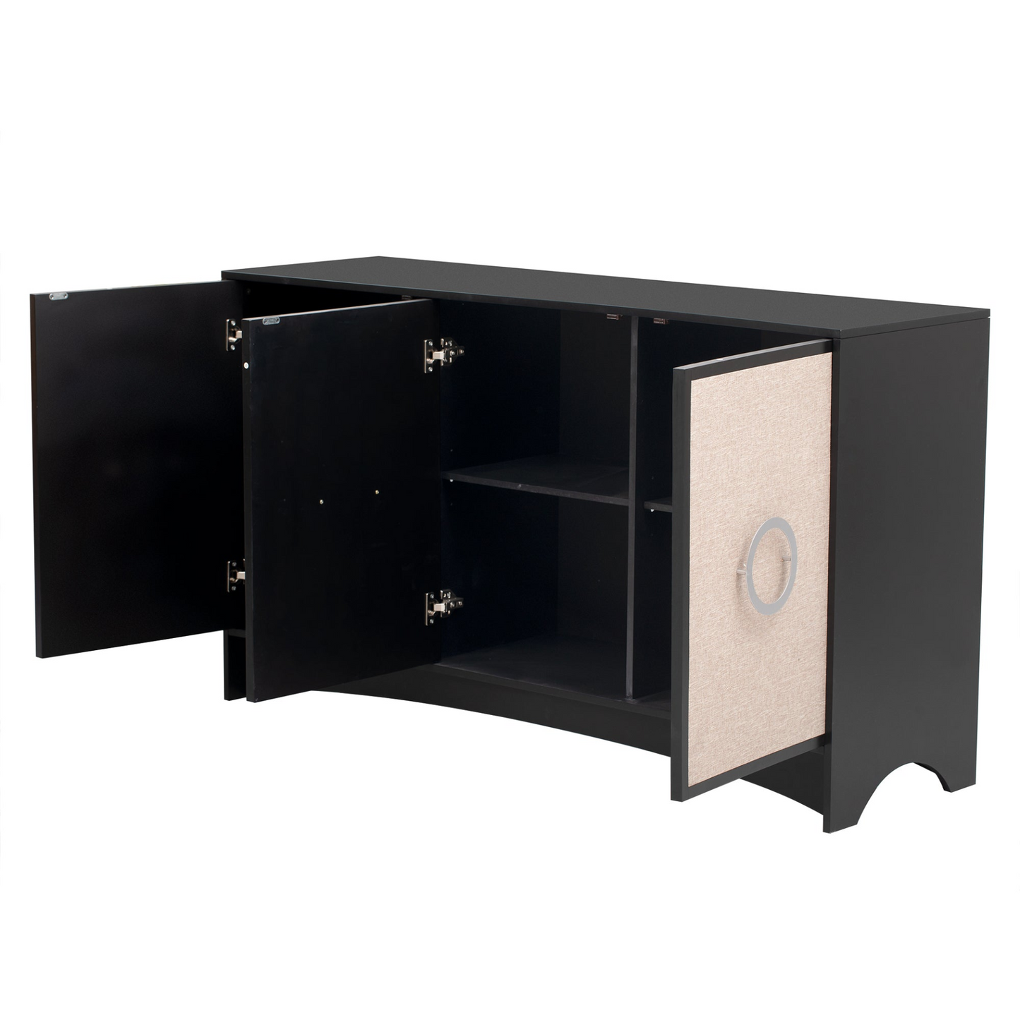 Curved Design Storage Cabinet with Three Doors and Adjustable shelves, Suitable for Corridors, Entrances, Living rooms, and Study