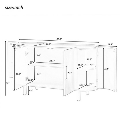 Curved Design Light Luxury Sideboard with Adjustable Shelves,Suitable for Living Room,Study and Entrance