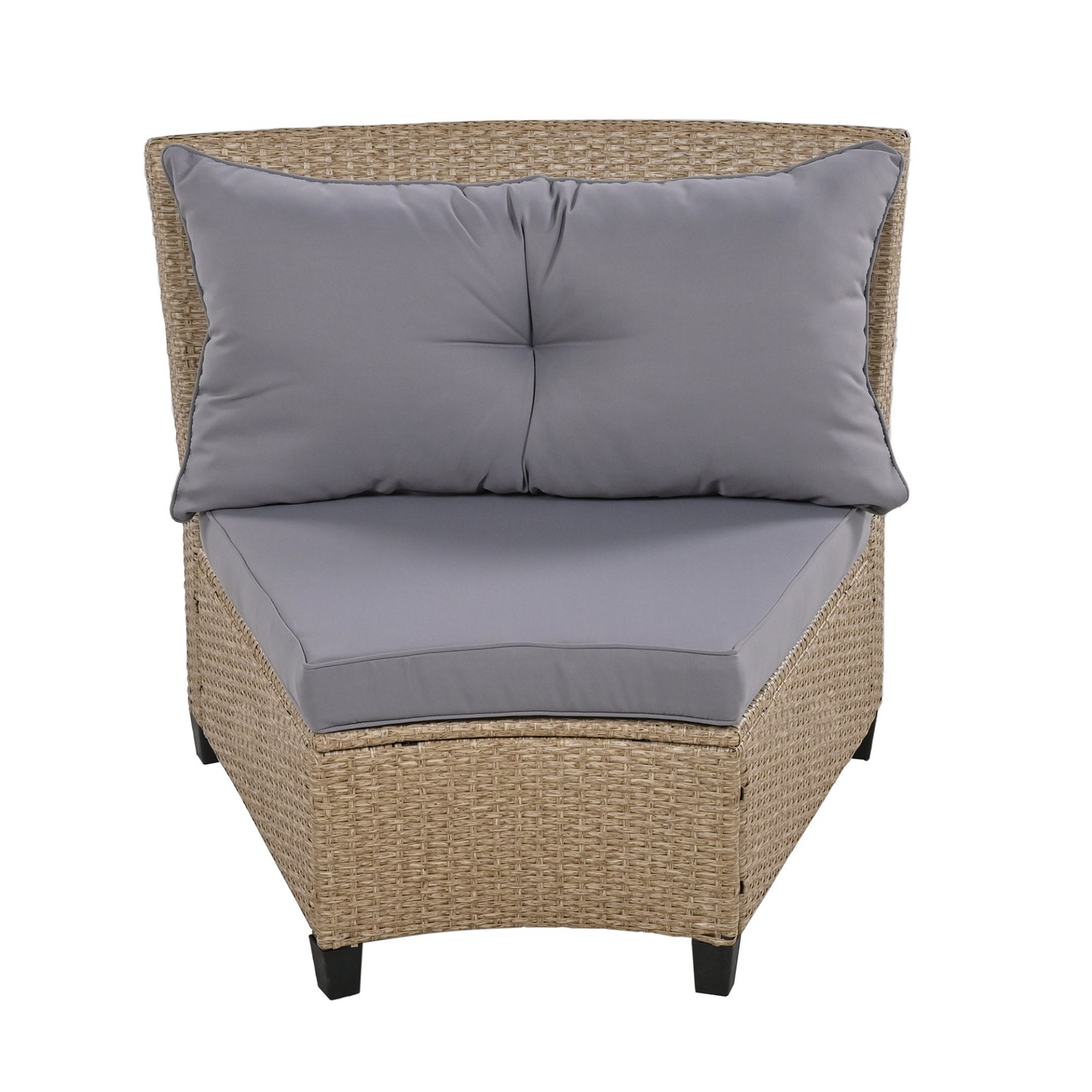 6 - Person Fan-shaped Rattan Suit Combination with Cushions and Table,Suitable for Garden