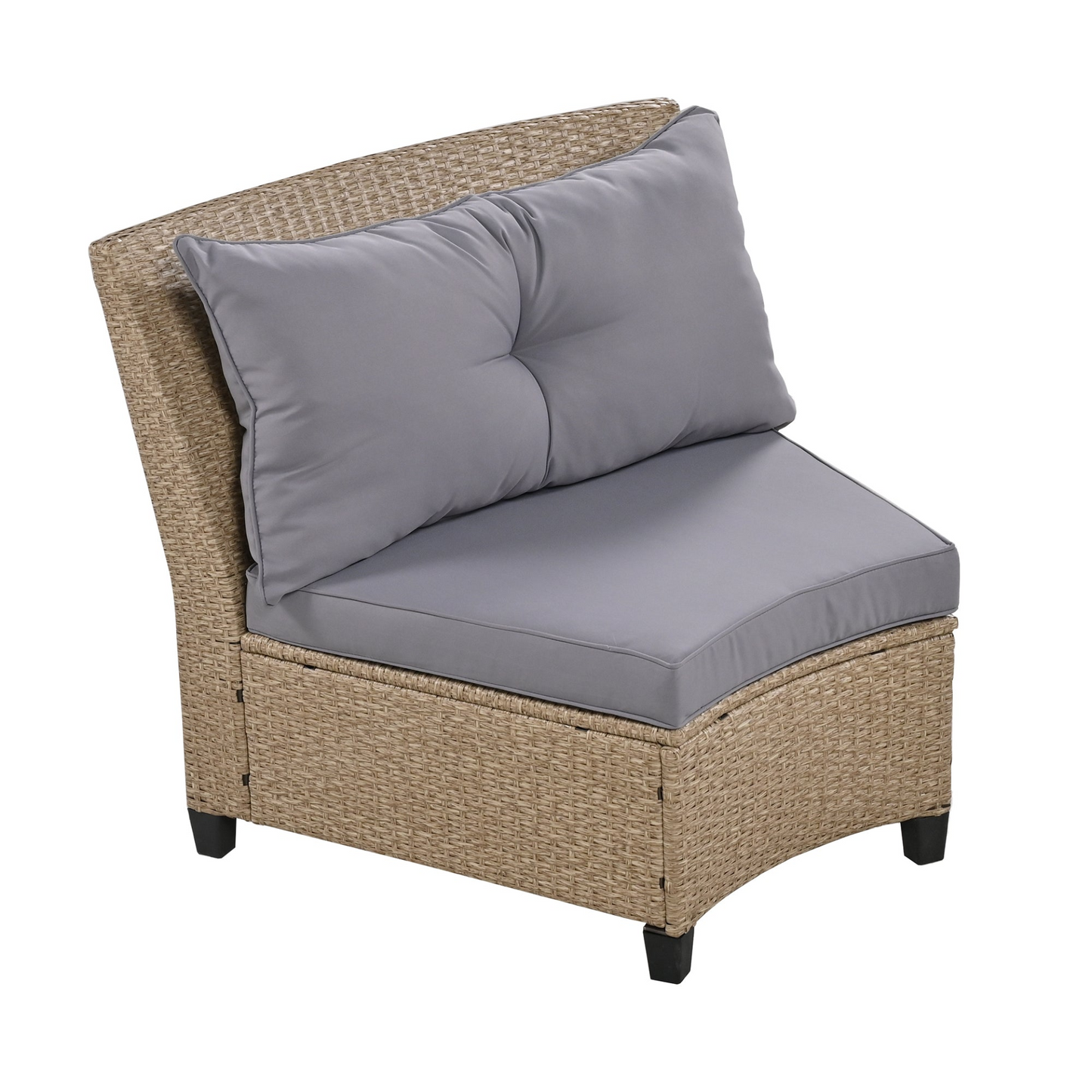 6 - Person Fan-shaped Rattan Suit Combination with Cushions and Table,Suitable for Garden