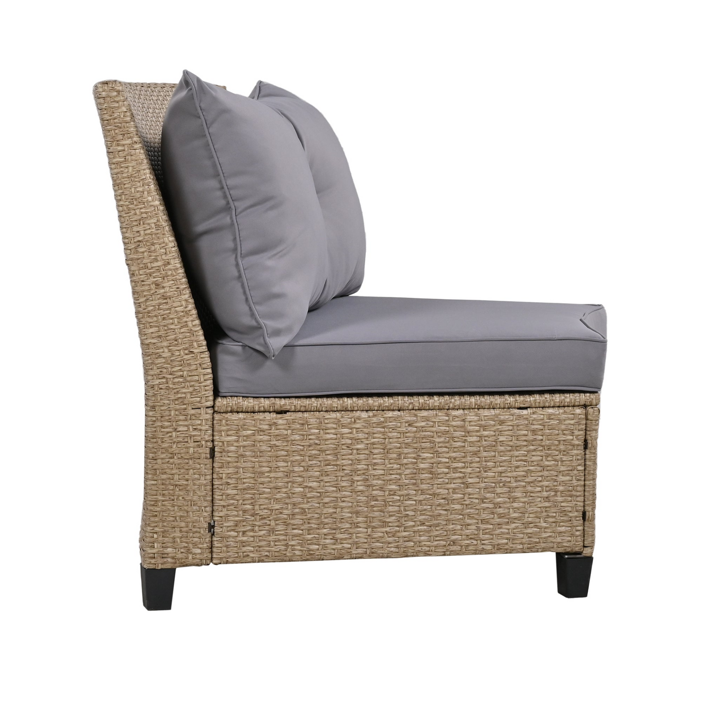 6 - Person Fan-shaped Rattan Suit Combination with Cushions and Table,Suitable for Garden