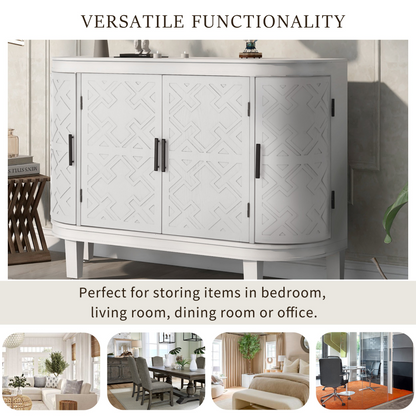 Accent Storage Cabinet Sideboard Wooden Cabinet with Antique Pattern Doors for Hallway, Entryway, Living Room