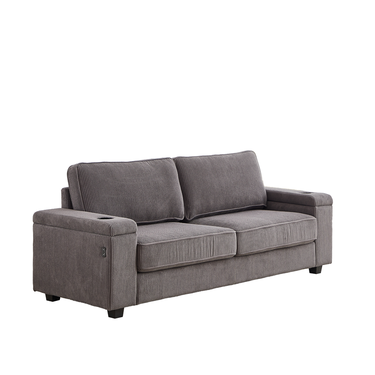 86.5 inch Sofa Couch- Deep Seat Sofa with two storage spaces, T-Pyce Charging Ports , USB Charging Ports & 2 Cup ,Corduroy 3 Seater Couch, Modern Sofas for Living Room