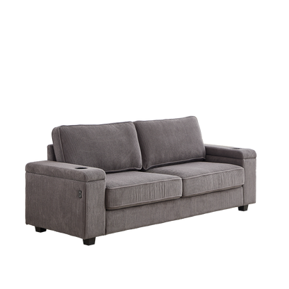 86.5 inch Sofa Couch- Deep Seat Sofa with two storage spaces, T-Pyce Charging Ports , USB Charging Ports & 2 Cup ,Corduroy 3 Seater Couch, Modern Sofas for Living Room