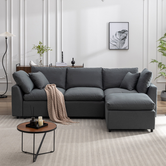 Down Filled Upholstery Convertible Sectional Sofa, L Shaped Couch with Reversible Chaise