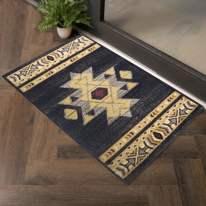 Tribes GC_YLS4004 Black 5 ft. 3 in. x 7 ft. 3 in. Southwest Area Rug